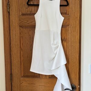 ASOS White Asymmetrical Ruffled Cocktail Dress